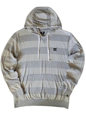 DC Shoes Light gray striped hoodie with drawstring skater style, slightly Baggy